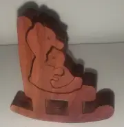 Handmade Wooden Cedar Mini Rocking Bear Puzzle Momma and Baby Scroll Saw