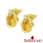 【BRILLMOND】2克拉天然金黃晶925銀耳環(天然鑽石總重2克拉黃水晶 925銀台+鍊)