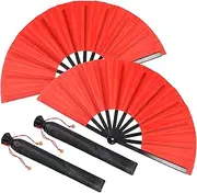 [AwObEpl] 2 Pcs Hand Folding Fan for Men and Women Tough Exquisite Foldable Fan with Holder Sleeve for Performance Dance Party Festival