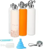 Party Club of America 12 Pack Clear Water Bottles Bulk With Stainless Steel Lids 27OZ Reusable and For Travel and Storing Beverages Juice, Smoothies (12)