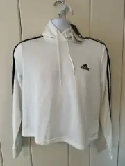 adidas Women's M White Essentials Cropped Hoodie Sweatshirt New With Tags