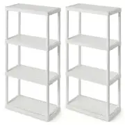 Gracious Living 4 Shelf Fixed Height Light Duty Storage Unit, White (2 Pack)