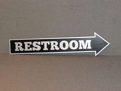 LARGE 24" Custom Wood Silver and Black Restroom Sign Right Pointing Arrow