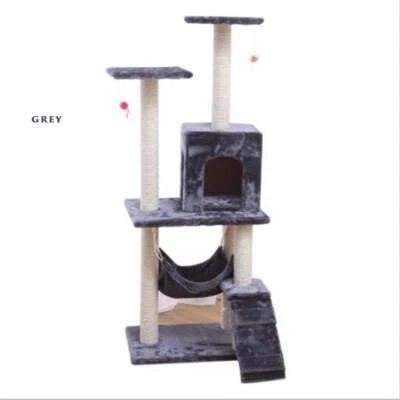 3 Tier Pet Play House Cat Tree Hammock Toy Scratcher Scratchpost Post Tower