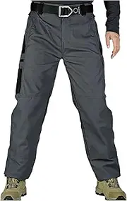 [Generic] Mens Hiking Cargo Pants Tactical Work Pants Lightweight Outdoor Pants with Multi Pockets Loose Straight Workout Pants
