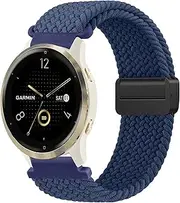 18mm Watch Strap Braided Magnetic for Garmin Venu 3S Strap/Forerunner 265S, Quick Release Adjustable Stretchy Comfortable Solo Loop for Men & Women