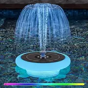 Solar Fountain for Bird Bath with Lights 3.5W Upgrade 9 in Led Floating Solar Powered Water Fountain Pump with 6 Nozzles RGB Color IP66 for Pond Pool Garden(1PCS)