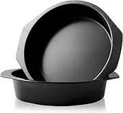 Sandwich Cake Tin, 8 inch Cake Tin Set of 2, Non-Stick Round Cake Tins for Baking Cake, Pies, and Pudding - Easy to Clean Black Carbon Fixed Base Round Cake Tin with Handle