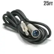 25FT XLR 3-Pin Male to 6.35mm 1/4" Mono Male Mic Microphone Audio Cable 28AWG