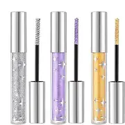 Glitter Mascara | 3 Colors Diamond Sparkling Shimmer | Lengthening Volumizing Colorful | Silver/Gold/Purple Smudgeproof Lashes for Eyelashes Stage Wedding