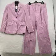 NWT Brooks Brothers Women's Corduroy Pink Suit Blazer Trousers Pants Set Size 10