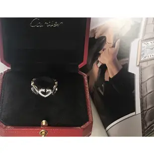 CARTIER C Heart 附盒戒圍51號750白金鑽戒