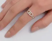 USA Seller Couple Open Heart Ring Sterling Silver 925 Best CZ Jewelry Size 10