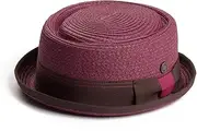 [DASMARCA] Mens Summer Paper Straw Telescope Crown Retro Porkpie Hat - Rico Magenta XL, Magenta, XL
