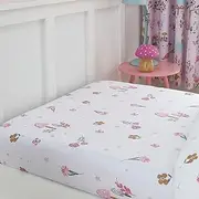 Happy Linen Company Girls Boys Kids Enchanted Forest Unicorn White Single Fitted Sheet Bedsheet Bedding Bed Linen