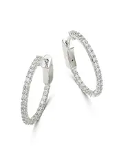 Bloomingdale's Fine Collection Micro-pave Diamond Inside Out Hoop Earrings in 14K White Gold, 0.5 ct. t. w. - Exclusive OS