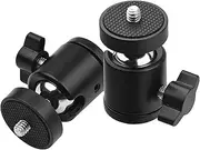 2Pcs Swivel Ball Head Tripod Head 360 Degree Rotating Mount Base Adapter With Universal 1/4 Inch Screw Mounts For Dslr Ildc Camera Dv Tripod Monopod Light Stand 2-Pack