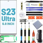 Tpyag Screen Replacement for Samsung Galaxy S23 Ultra,Replacement Screen for Galaxy S23 Ultra Series 6.8 inch,Screen Repair Kit with Waterproof Adhesive(NO OLED & Touch Digitizer)