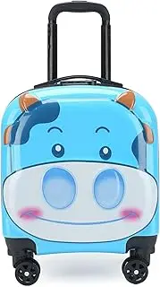 [PLMKO] 16.5 Inches Children's Suitcase, Cute Cattle Boy and Girl's Luggage, Lightweight Hard Shell Small Travel Trolley Case with 4 Wheels
