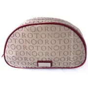 NEW OROTON Stencil Large Beauty Case Jacquard Leather Taupe Tags Dustbag