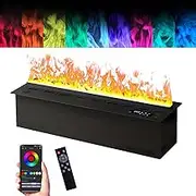 3D Water Vapour Electric Fireplace, Atomized Fireplace Realistic Flame with 64 Adjustable Colors, Smart App/Remote/Touch Control, 3mm Ultra-thin Panel, Automatic Water Filling, Low Noise(150cm/59inch)