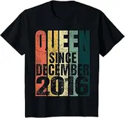 [X.Style] Kids 4th Birthday for Girls Queen Since December 2016 ds640 T-Shirt (S) Black