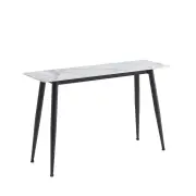 Raimon Furniture Sanjana Polished Ceramic Marble Look Hall Console Hallway Table White