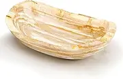 KALIFANO - 13" Brown Petrified Wood Bowl, Hand-carved, Timeless, Unique, and Elegant Decor Accent, Office or Home Decor