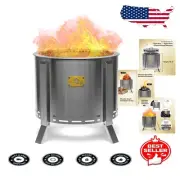 Modern Smokeless Fire Pit - 18 Inch Stainless Steel Fire Bowl for BBQ & Bonfire
