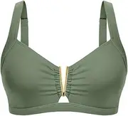 [Yonique] Women Push Up Bikini Top Only - 2025 V Wired Bathing Suit Top Padded Bra Swimsuits