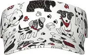 Lovely Dogs Print Sunscreen Visor Hats for Women Men Adjustable Empty Top Beach Cap Hat Adults Outdoor Sports Black, Black, One Size