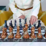 國際象棋超大號比賽專用大理石紋路加重棋子復古西洋棋樣板房擺件 限时~特惠~