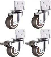 Castor wheels 4 Furniture Casters L Bracket Silent Rubber Wheels With Brake Universal Swivel Replacement Crib Casters 1 Inch 1.5 Inch 2 Inch 160KG For Baby Cot Flower Stand Bed Table Chair(1 Inch,2 sw