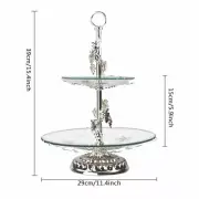 2 Tier Fruit Glass Bowl Bread Vegetable Fruit Bowl Stand Holder for Countertop