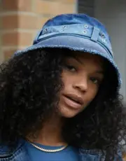 Urban Outfitters Washed Denim Eyelet Bucket Hat Light Wash O/S Festival NWT P$30