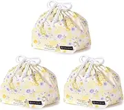 N3492303 Disney Drawstring Lunch Bag with Name Tag, Belle Beauty and The Beast, Belle Princess Belle, Set of 3, Stylish, for Children, Medium, Gusset, Lunch Bag, Kids, Lunch Bag,