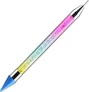 NMKL38 Dual Ended Wax Nail Rhinestones Picker Pencil Nail Art Design Dotting Pen Crystal Diamond Acrylic Handle Manicure Gem Pick Up Applicator Tool with Storage Case (Colorful)