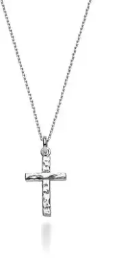 925 Sterling Silver Italian Hammered Cross Pendant Necklaces 18' Jewelry For Men