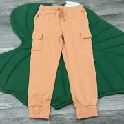 Miles The Label Kids Cargo Jogger Pants 5Y Cotton Blend Caramel Brown