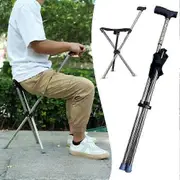 Folding Cane Chair for Seniors and Disable, Heavy-Duty Adjustable Walking Stick with Seat for Outdoors, Stability & Comfort - ZP Handle Stool