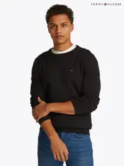 Tommy Hilfiger Black 100% Cotton Core Essential Jumper (F20533) | $208