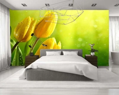 Droplet Tulips Bud 3D Full Wall Mural Photo Wallpaper Printing Home Kids Decor