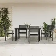 Generic 5 Piece Garden Dining Set Black Steel and Textilene,3200730