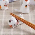 Spoon Fork Rest Lucky Cat Japanese Chopsticks Holder Cutlery Stand Ceramic