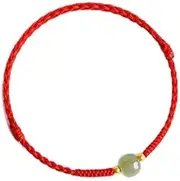 [LRESJJIUJ] 14K Gold Plated Good Luck Red Cord Bracelet Jadeite Bracelet, Lucky Jade Bracelet, Wish Bracelet, Protection Bracelet, Red string, Amulet Anklet for Protection and Luck Amulet