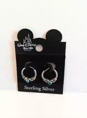 DISNEY Mickey Mouse Icon Austrain Light Blue Crystal Hoop Earrings on a Card