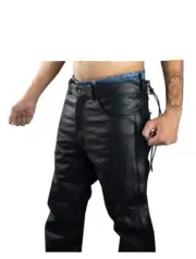 Men's Naked Cowhide Leather Chaps With Side Laces - free shipping