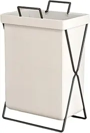 Foldable Laundry Basket with Stainless Steel Frame, Collapsible Waterproof Laundry Hamper, Dirty Clothes Hamper Shelf with Handles, for Bathroom, Dorm, Toys Storage