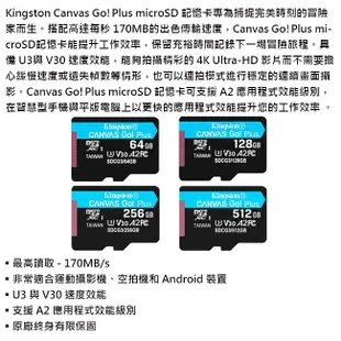 Kingston 金士頓 64GB microSDXC TF UHS-I U3 V30 A2 64G 記憶卡 SDCG3