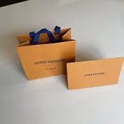 Authentic LOUIS VUITTON Orange Paper Shopping/Gift Bag 5.5”x4.5”x3”+Receipt Hold
